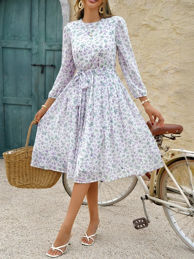 DYKR 2025 Abiti estivi all'ingrosso per le donne Vacanza per il tempo libero Stile Abito con stampa floreale Abiti da sera Giovanili Ropa Mujer