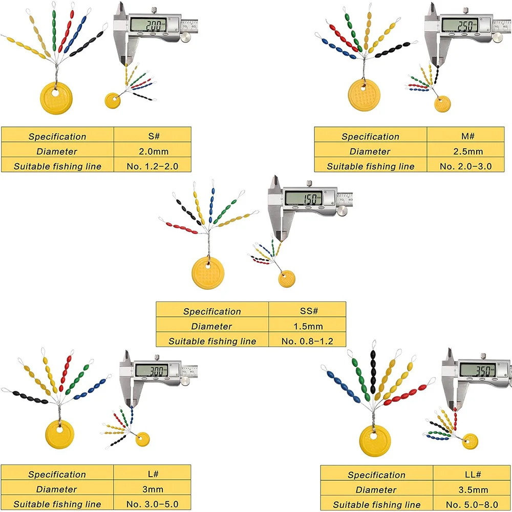 300 قطعة المطاط الصيد بوبر سدادات 10 مجموعة الملونة البيضاوي تعويم توقف الصيد بوبر فاصوليا الفضاء لملحقات خيط صنارة الصيد