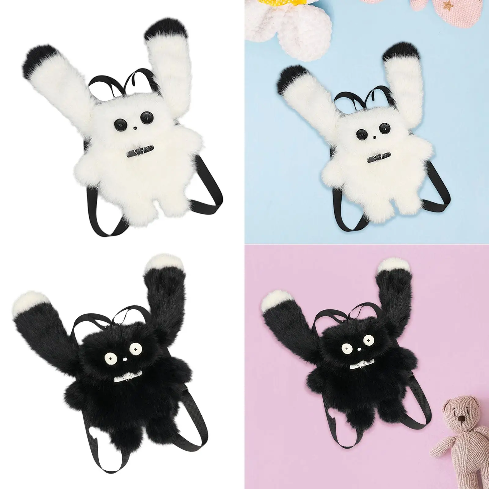 Plüsch-Häschen-Rucksack, Schultasche mit verstellbarem Riemen, weich, für Reisen, lässig, süß