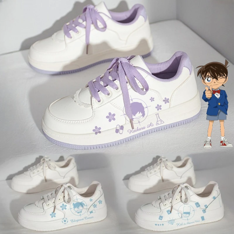 

Detective Conan Sneakers Women Designer Shoes Anime Figure Conan Edogawa Haibara Ai Kuroba Kaito Cosplay Kids Sports Shoes Gifts