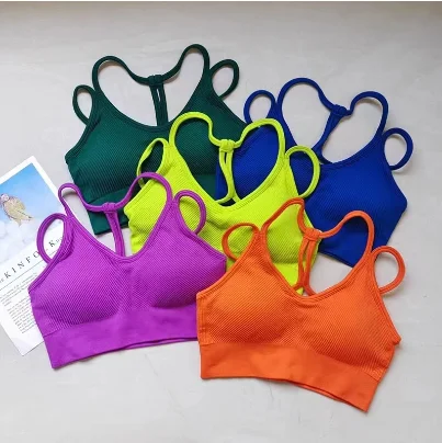 Women Breathable Sports Bra Shockproof Fitness Tops Gym Crop Top Brassiere Push Up Sport Bras Gym Workout Top Seamless Yoga Bra