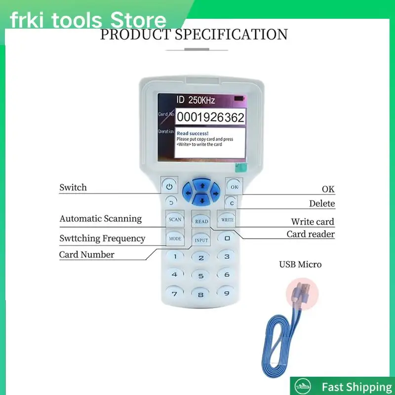

RFID-копир RFID-считыватель, писатель, многочастотный RFID-считыватель карт, декодер смарт-карт для контроля доступа, домашняя безопасность-A79G