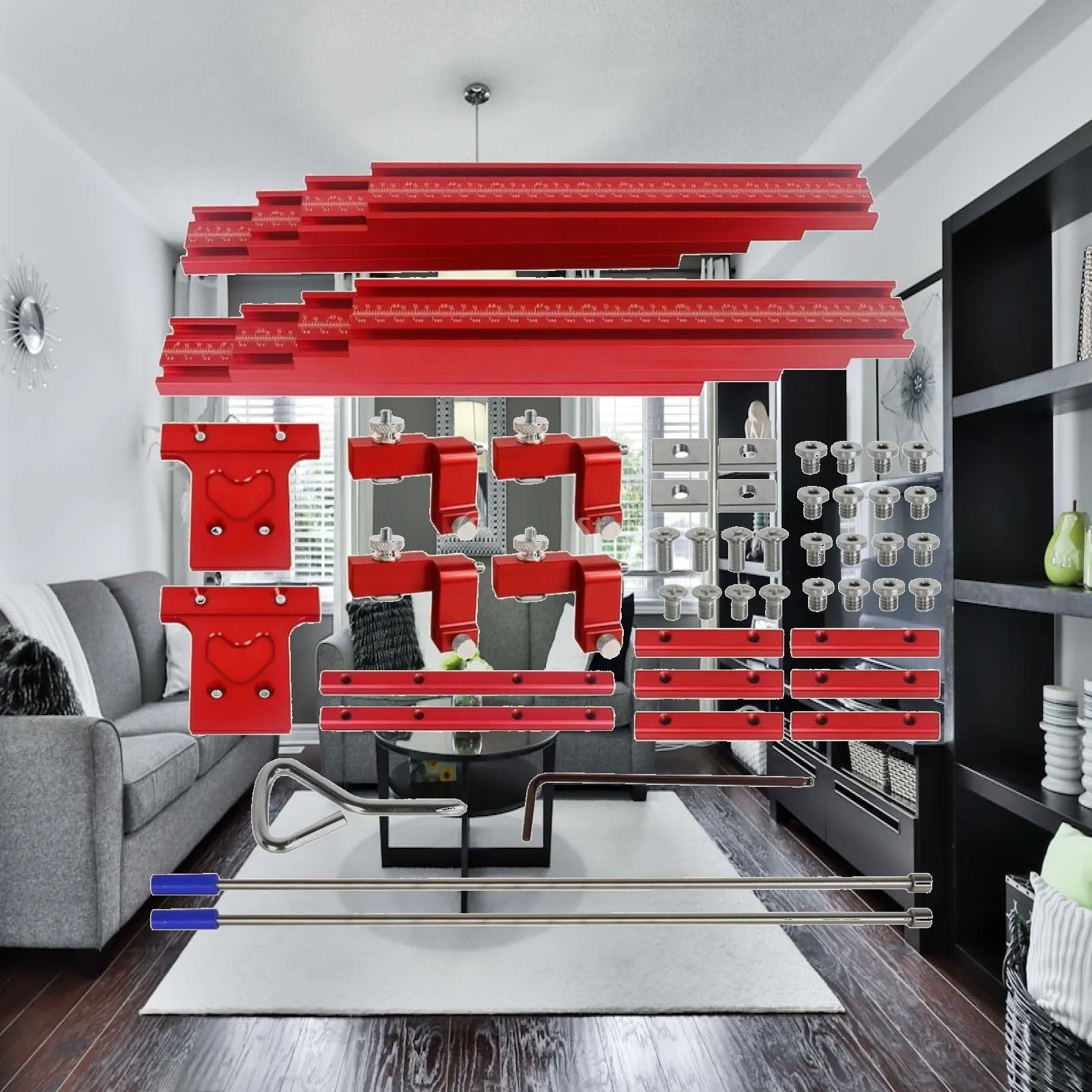 Parallel Guide Rail Set for Saw with Engraved Measure Marks and 6063 Aluminum Frame for Carpentry Guide System in Home Garage
