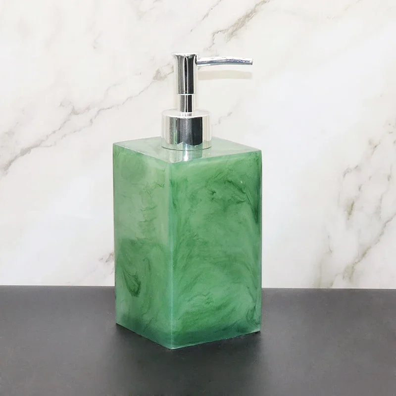 Green Resin Bathroom Set Lotion Bottle Toothbrush Holder Cotton Swab Box Mouthwash Cup Soap Dish Aromatherapy Bottle Tissue Box