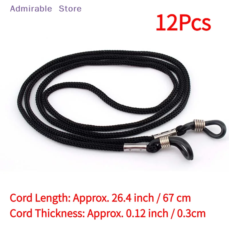 [W]12x Black Nylon Cord Eyeglass Holder Sunglass Eyewear Glasses Neck String Strap