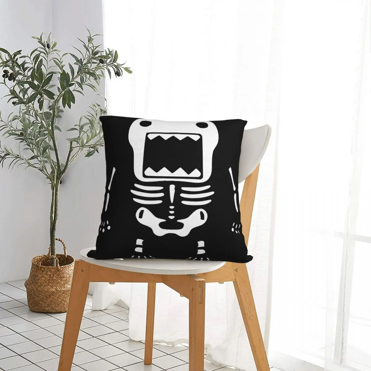 Domo Kun Halloween Skeleton Square Pillow Case Polyester Throw Pillow Meme Awesome Pillowcover Home Decor