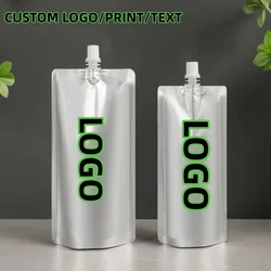 100PCS Stand up Pure Aluminum Foil Spout Packaging Bag Thick Water Coffee Milk Beer Beverage Juice Jam Ketchup Portable Pouches