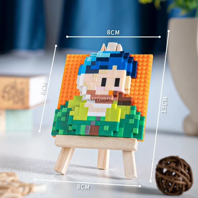 3D Pixel seni terkenal lukisan blok bangunan kreatif Van Gogh langit berbintang blok mikro mainan DIY hadiah anak-anak Dekorasi Rumah