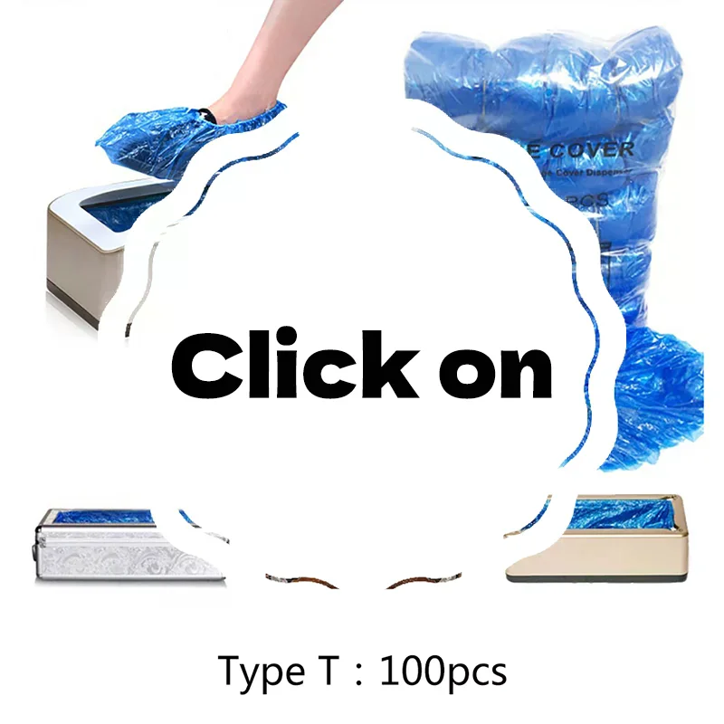 100pcs Disposable T-Buckle Overshoes For Automatic Shoe Cover Dispensers Dustproof Boot Covers Waterproof Plastic Indoor
