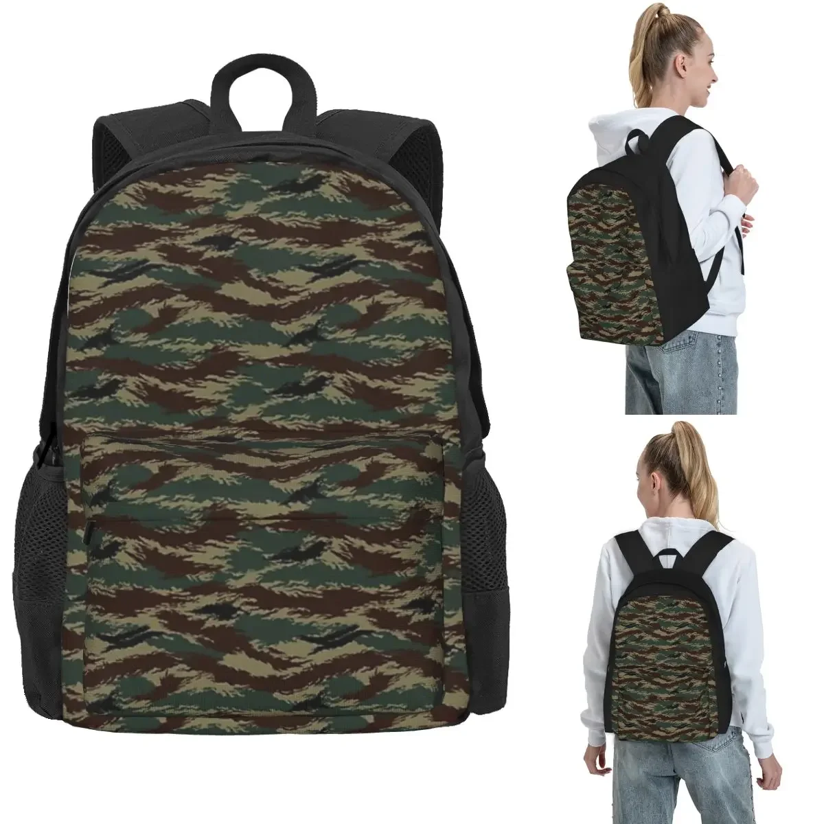 Tiger Stripe Camouflage Military Camo Backpack Hot Sale Daypack Large Capacity Boys Girls BookBag School Bag for Men Women