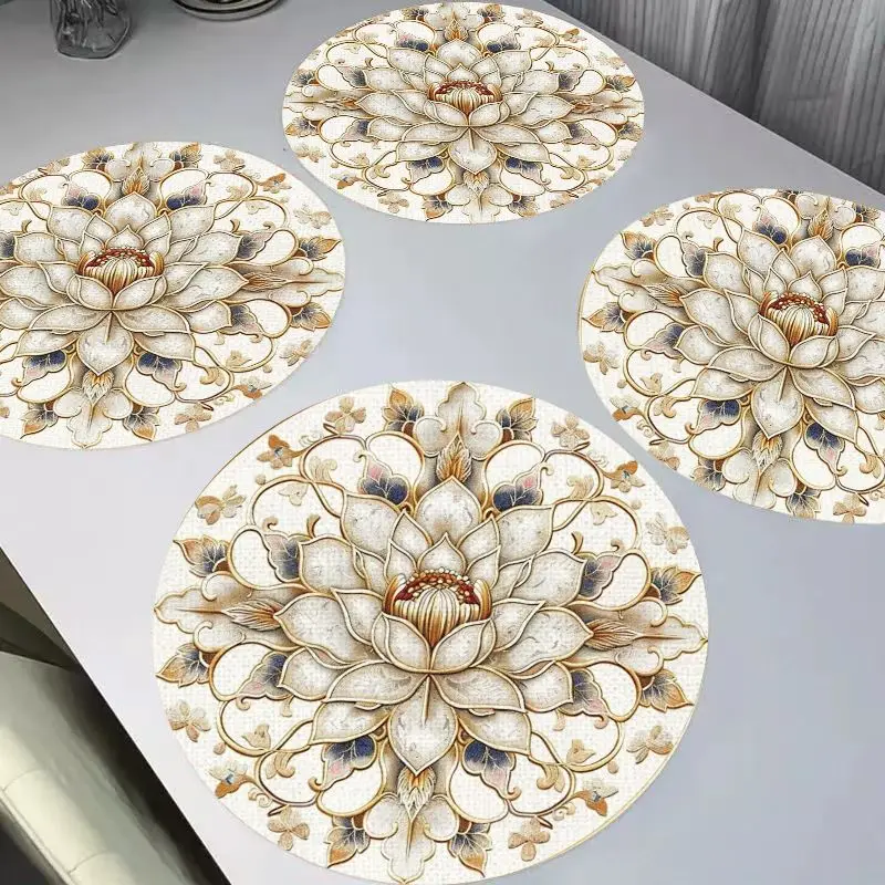 IKAMA Retro Black White Linen Placemats, Heat Resistant Waterproof Western Style for Dining Table Kitchen Decor