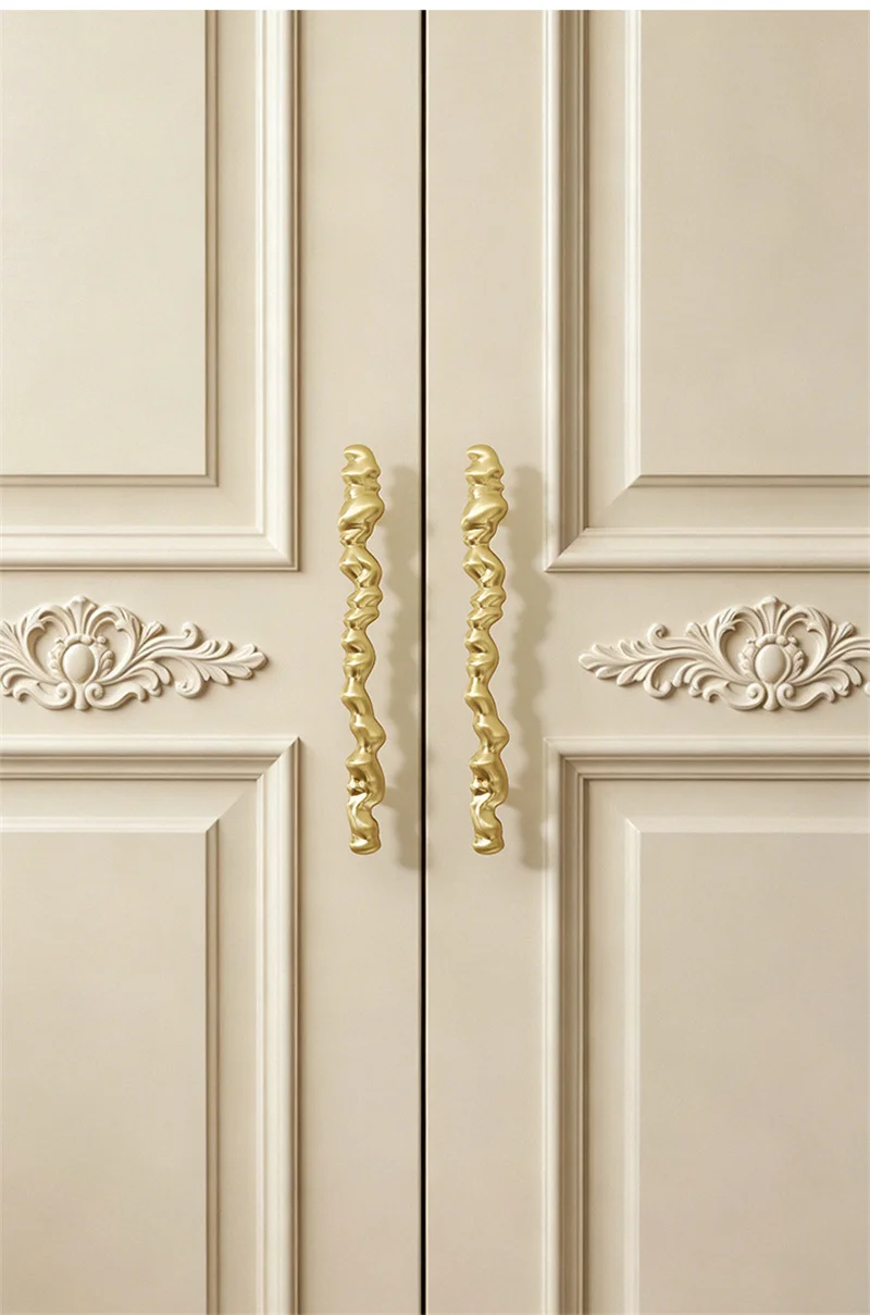 2Pcs French Irregular Twisting Cabinet Pulls Kitchen Cabinet Door Handles Drawer Knob For Wardrobe Cupboard Hardware Pulls Diy