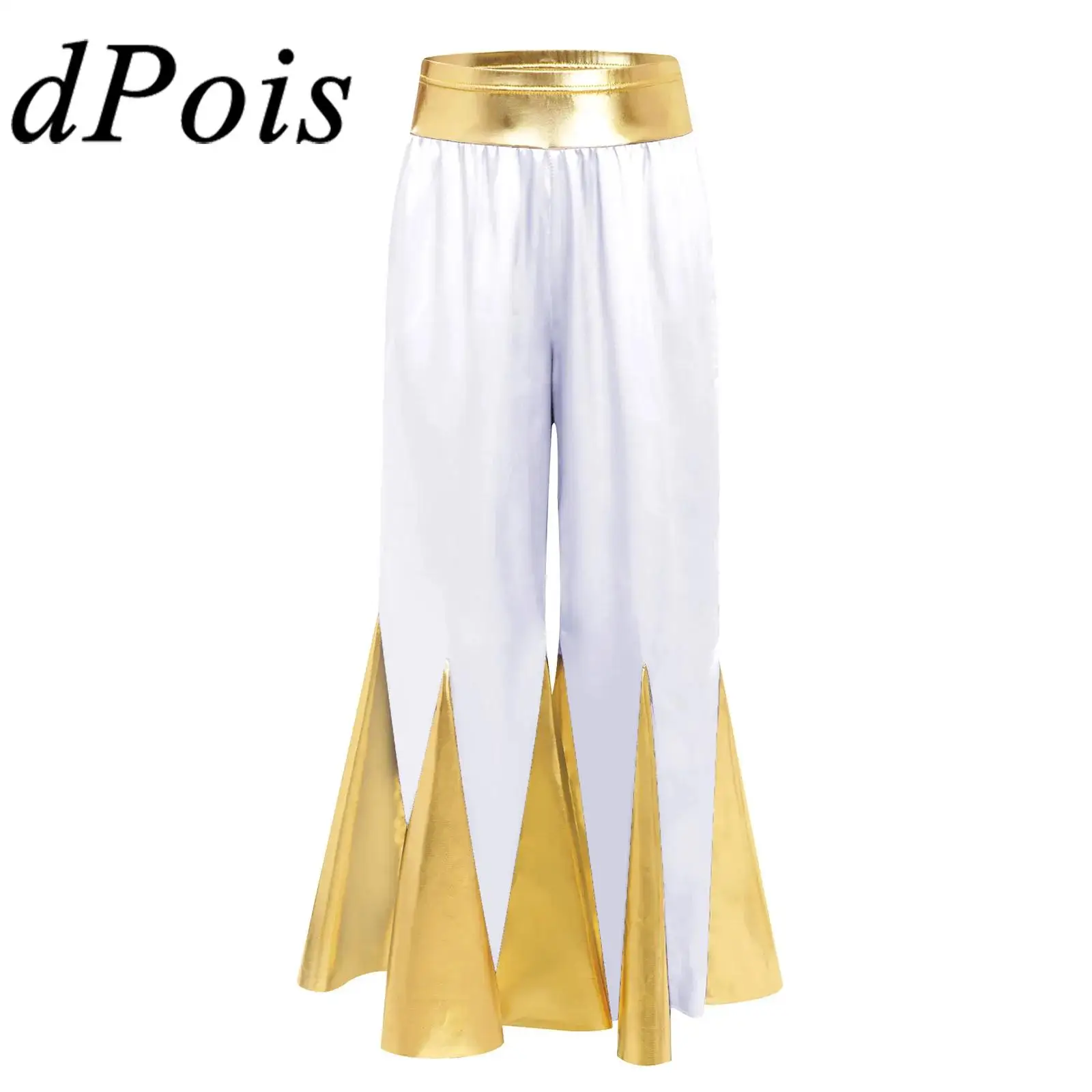 

Брюки для лирических литургических танцев для девочек, костюм для поклонения на хору, брюки-клеш с металлическим празднованием духа