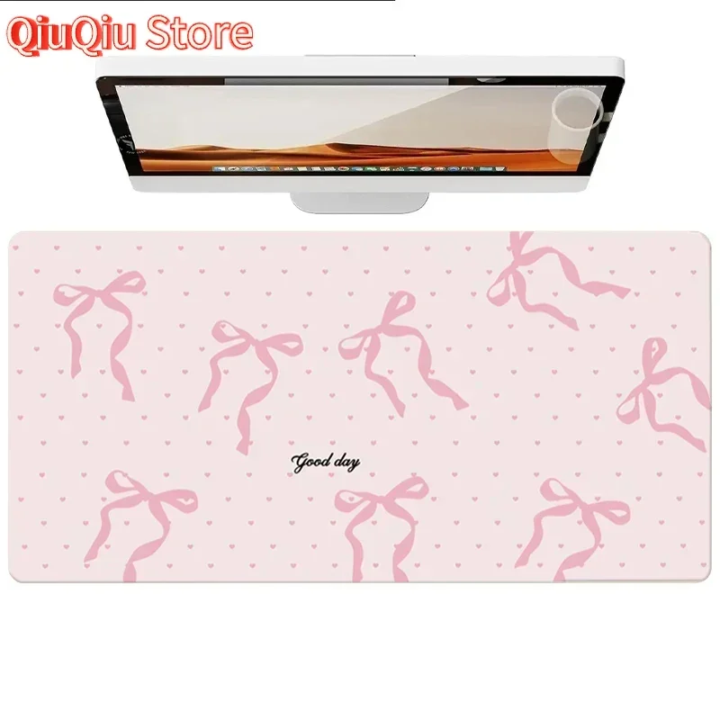 

Коврик для мыши из искусственной кожи с розовым бантом в горошек, коврик для офисного стола, коврик для мыши, компьютерный коврик скоростного типа, коврик для игрока, клавиатура для ноутбука, мультяшный