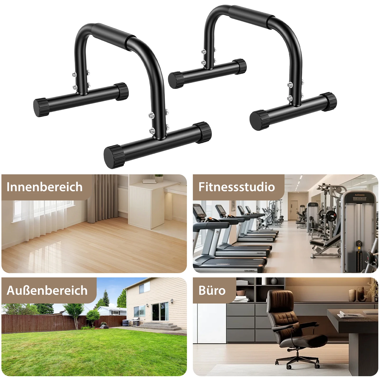 Verstellbare Push-Up-Stangen, Hochleistungs-Dip-Stangen aus Stahl mit rutschfester Basis und doppelter Schraubverriegelung – 120 kg Tragkraft für Brust-, Arm- und Rumpftraining im Home-Gym.