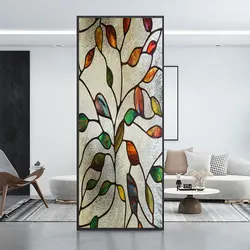 Retro Privacy Window Film Decorative Glass Covering No-Glue Static Cling Frosted Window Stickers Window Tint