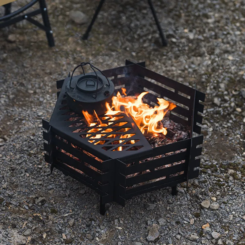 Outdoor Camping Fire Stove ShineTrip Detachable Portable High Temperature Resistant Thickened Carbon Steel Burning Stove Grill