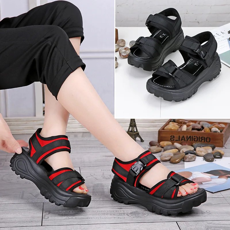 2023 New Summer woman shoes Ladies Thick-Soled Slopes Magic Paste Muffins shoes platform Casual Roman Sports Sandals