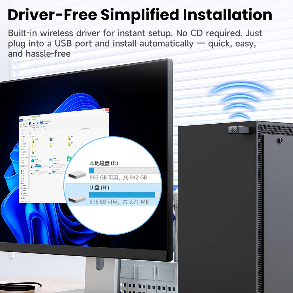 Toocki USB بلوتوث واي فاي محول 2 في 1 الارسال ثنائي النطاق 2.4G/5G AX900 WiFi 6 900Mbps محول لاسلكي بطاقة الشبكة للكمبيوتر