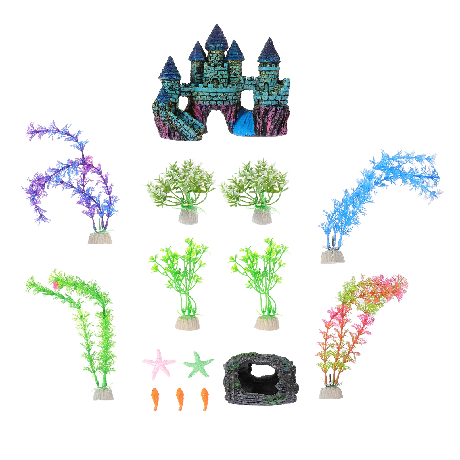 

15pcs Fish Tank Decoration Set Resin Plants Aquarium L scaping Supply Simulation Decorations Pet Supplies