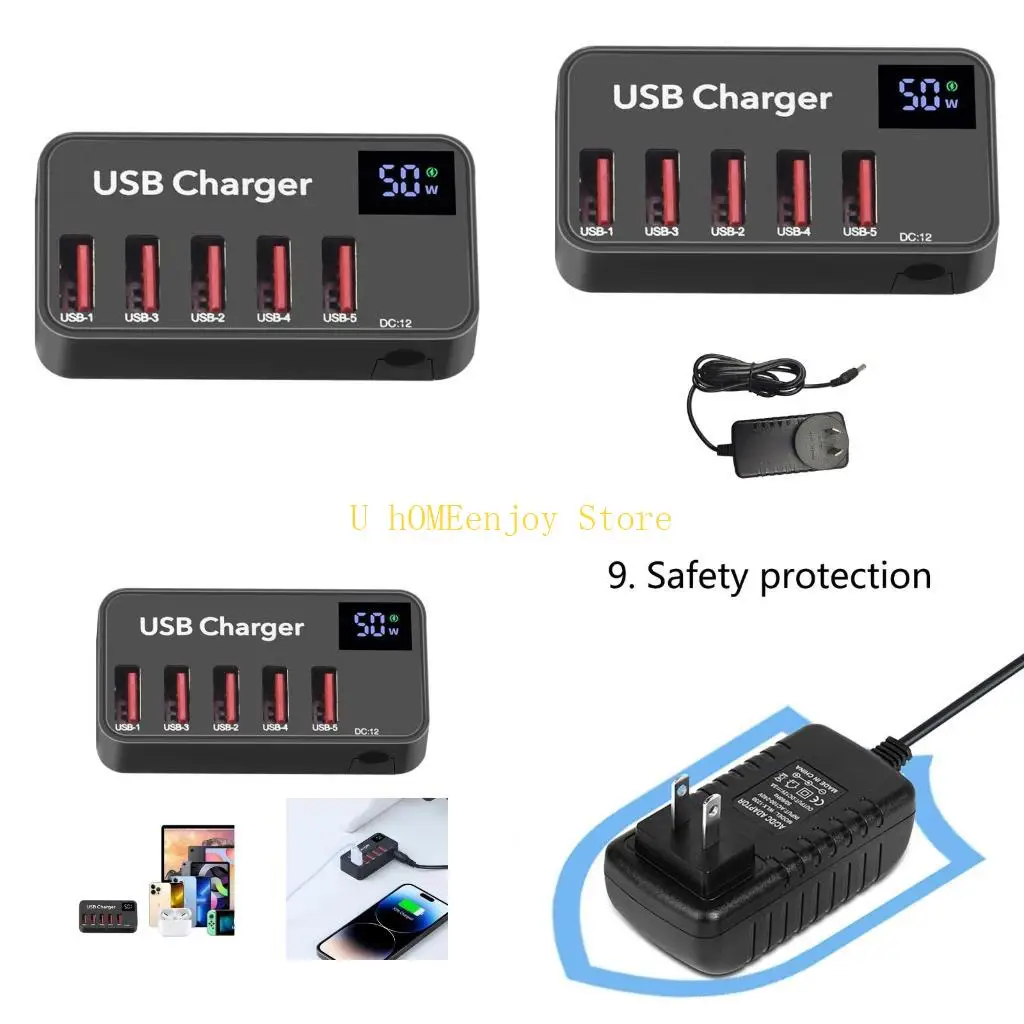 

B0KF 5-портовый USB PD с быстрой зарядкой USB-зарядное устройство Зарядный концентратор Адаптер переменного/постоянного тока