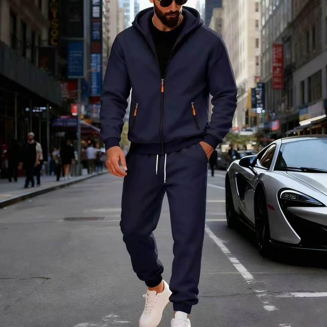 رائجة البيع الرجال تجريب مجموعة زمم هوديس Sweatpants الخريف والشتاء اليومية عادية الرياضة بدلة عدو ممارسة في الهواء الطلق ملابس دافئة