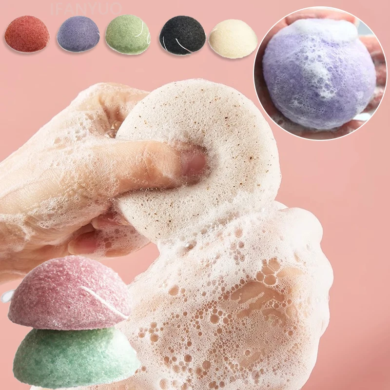 1/4 Piezas Esponja Facial Redonda de Konjac Natural de 7cm para Limpieza y Exfoliación, Herramienta Cosmética para Remover Maquillaje