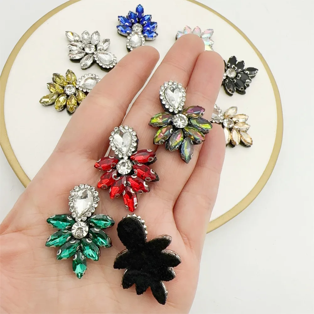 20PCS New Hot Sell Handmade Sew On Embroidery Crystal Flower Patches for Clothing DIY