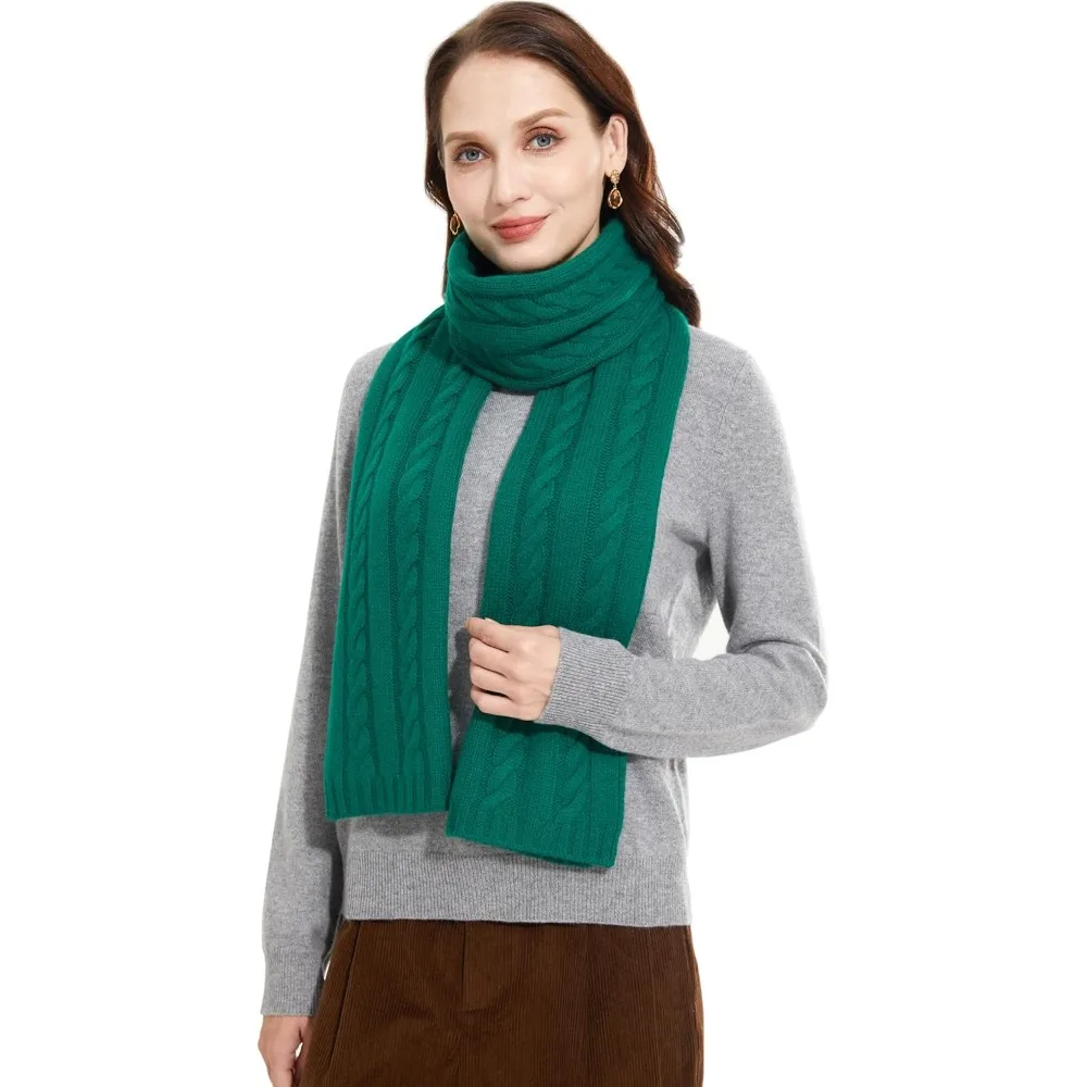 وشاح نسائي فاخر خفيف الوزن مصنوع من الكشمير بنسبة 100% مع نمط غرزة كابل وصندوق هدايا للدفء الناعم