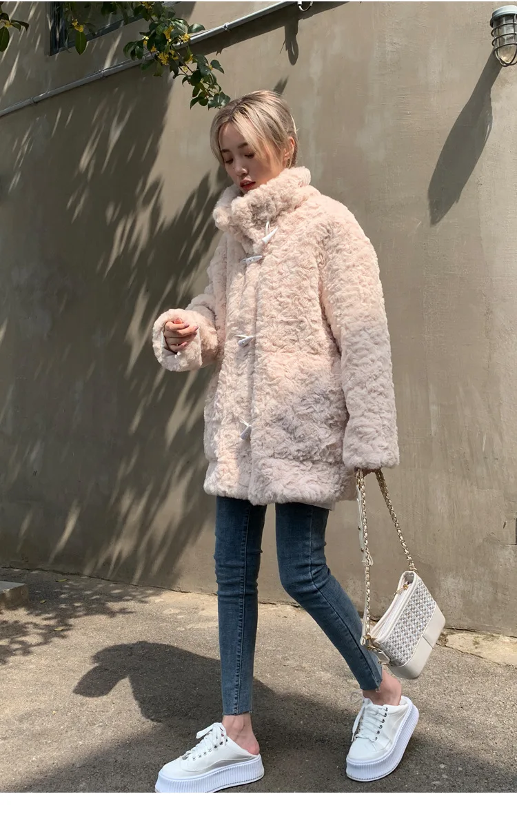 معطف متوسط الطول للنساء معاطف من الفرو الصناعي سترات سميكة ودافئة Y2k ملابس الشارع الشهير سترة أنيقة للعمل بياقة واقفة ملابس خارجية للخريف والشتاء #5