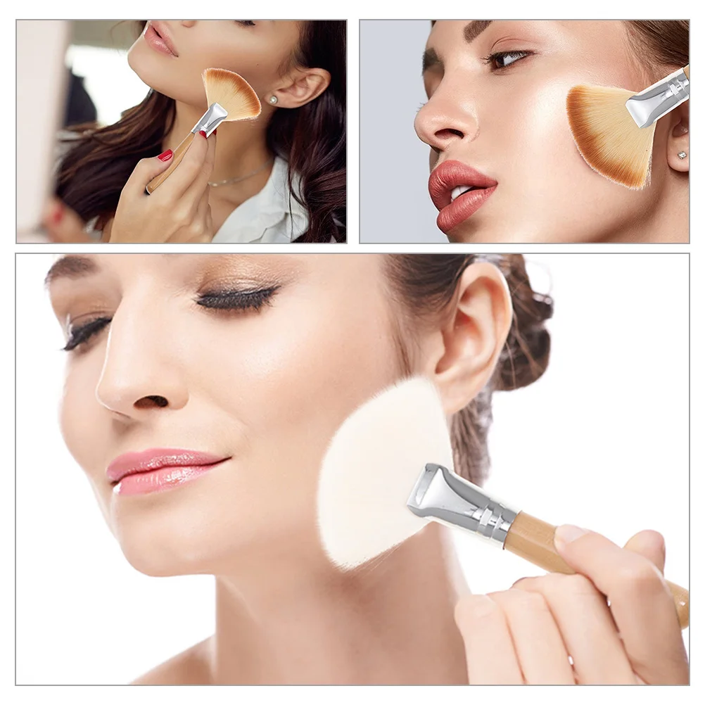 4 pièces surligneur pinceaux de maquillage ventilateur poudre Blush poils souples poignée Durable pour professionnel maquillage du visage surligneur brosse