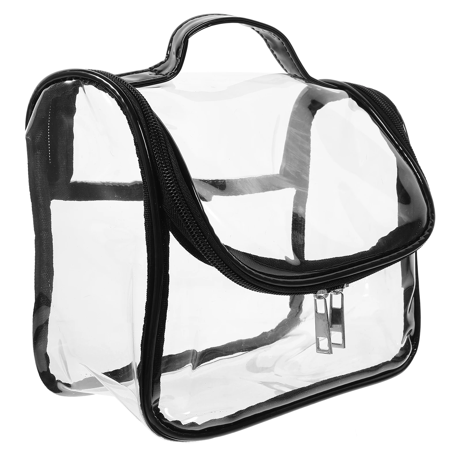 

PVC Transparent Pink Foldable Travel Makeup H held Women Toiletries Storage Bag Waterproof Zipper Bag