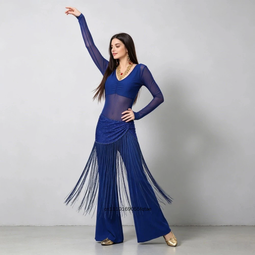 Adult Belly Dance Costume Set Professional Top Pants Hip Scarf Lady Oriental Dance Outfit For Practice Stage Performance Daily - view 5