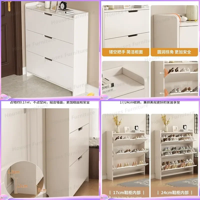 For Ultra Thin Shoe Cabinet Narrow Entryway Storage Tipping Bucket Organizer Large Capacity Foyer Hallway Rack Modern Home