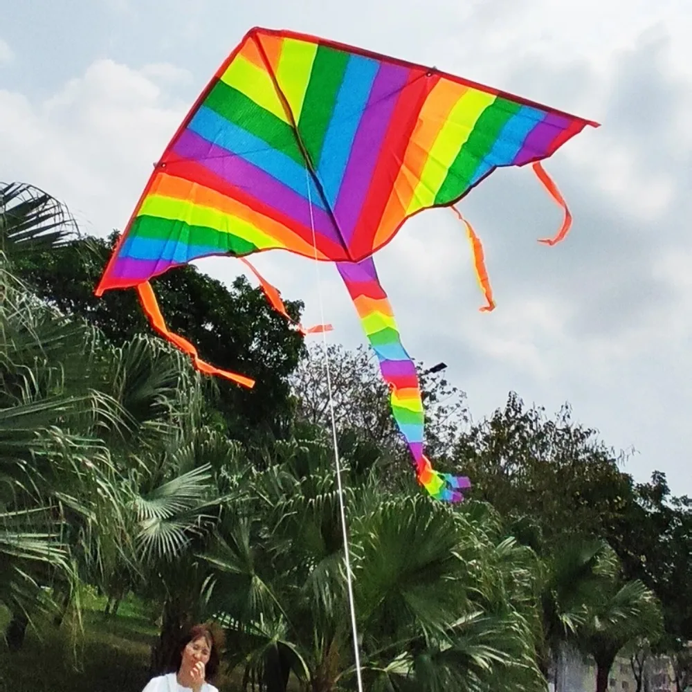 New Design Rainbow Kite Fashion Easy Flying Long Tail with Line Flying Toy for Children Kids Outdoor Fun Sports