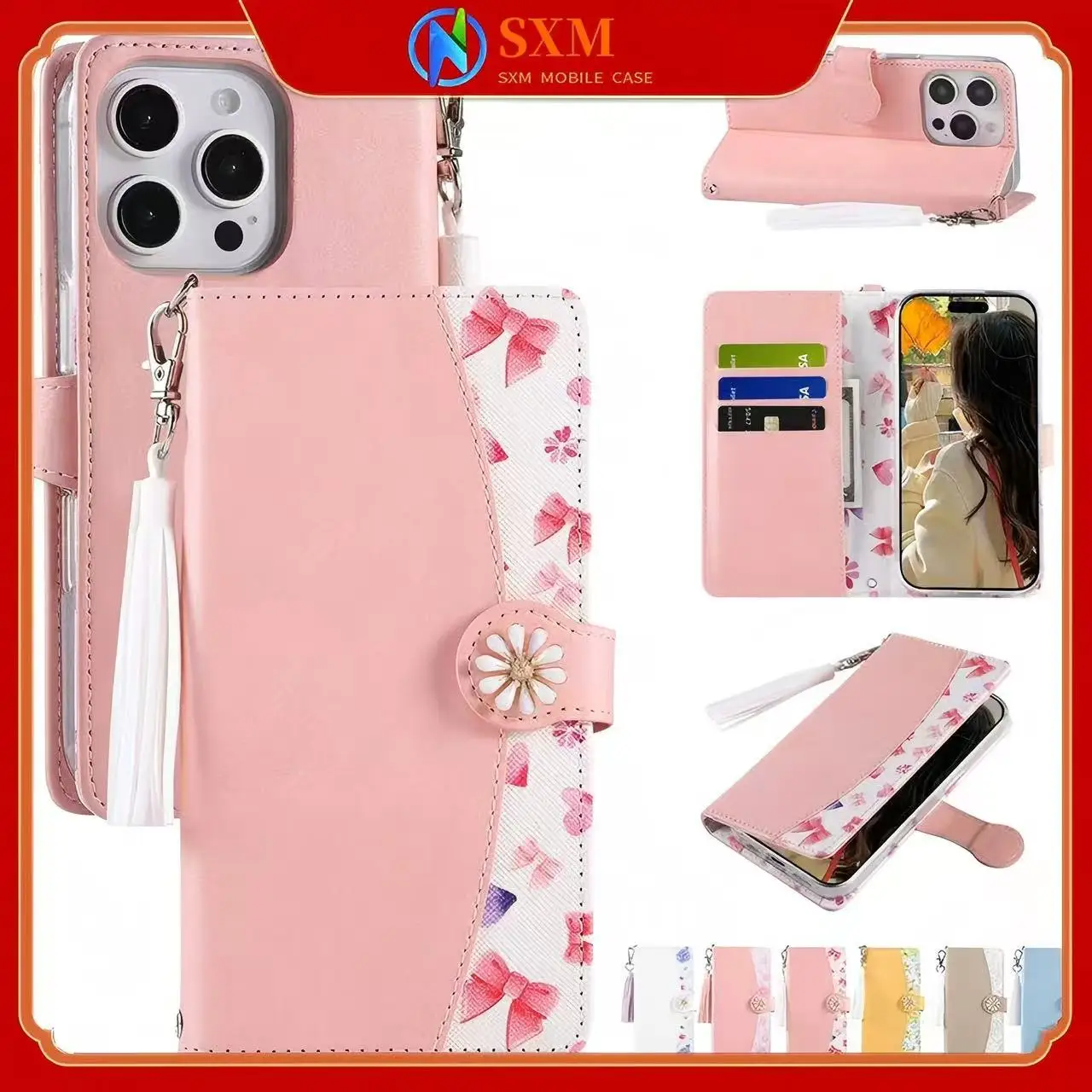 

Applicable to iPhone flip phone leather case floral Apple mobile phone case