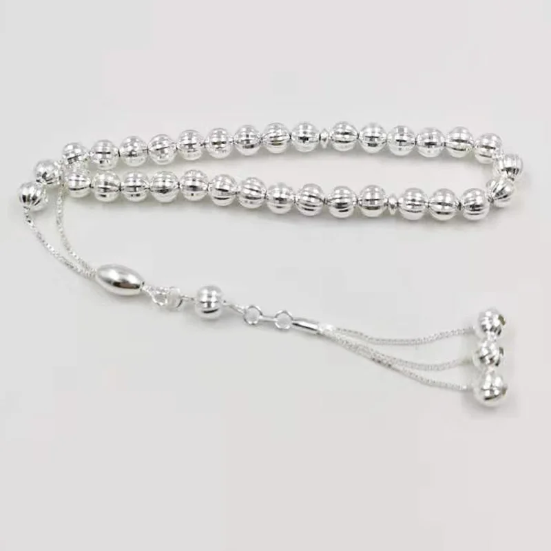 

100% Real 925 sterling silvers Tasbih pure silvers Rosary 33beads Muslim bracelet islamic Ramadan Eid gift turky Jewelry