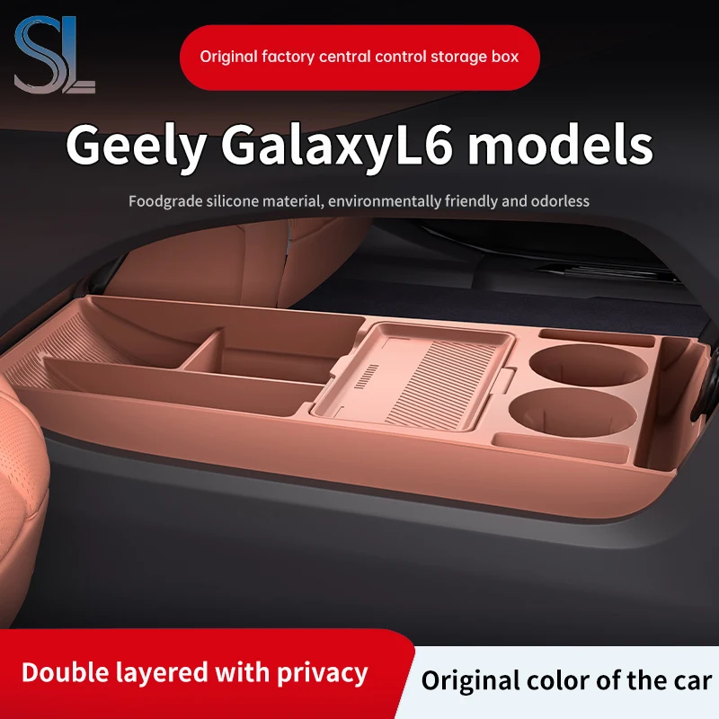 

For Geely Galaxy L6 2025 2026 Storage Box Center Armrest Hidden Box Cup Holder Organizer Interior Accessories