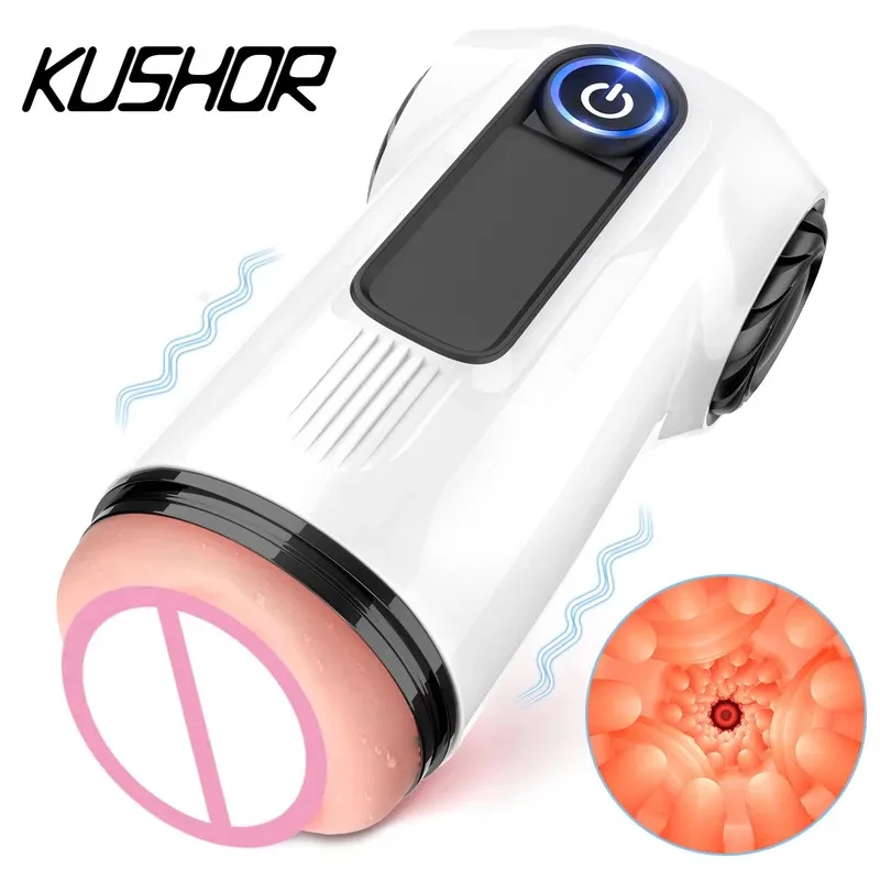 KUSHOR التلقائي مص ذكر الموزه اللسان آلة جهاز استمناء جيب كس القضيب مضخة الجنس لعب الكبار للرجال 18