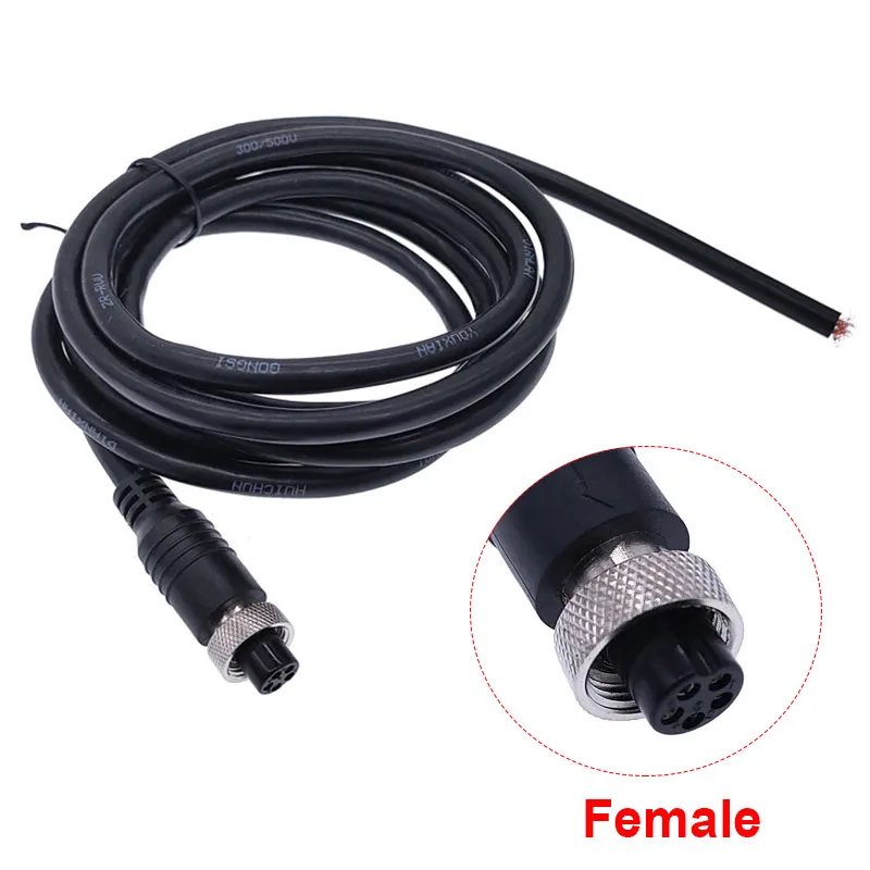 2m GX12 cable connectors waterproof 2pin 3pin 4pin joint extension cable plug male and female M12 5pin 6pin black