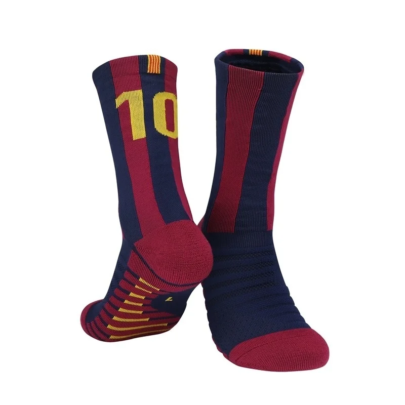 

Men Professional Soccer Socks Anti Slip Training Number Mid Tube Casual Sports Socks Football Basketball Sporting Goods