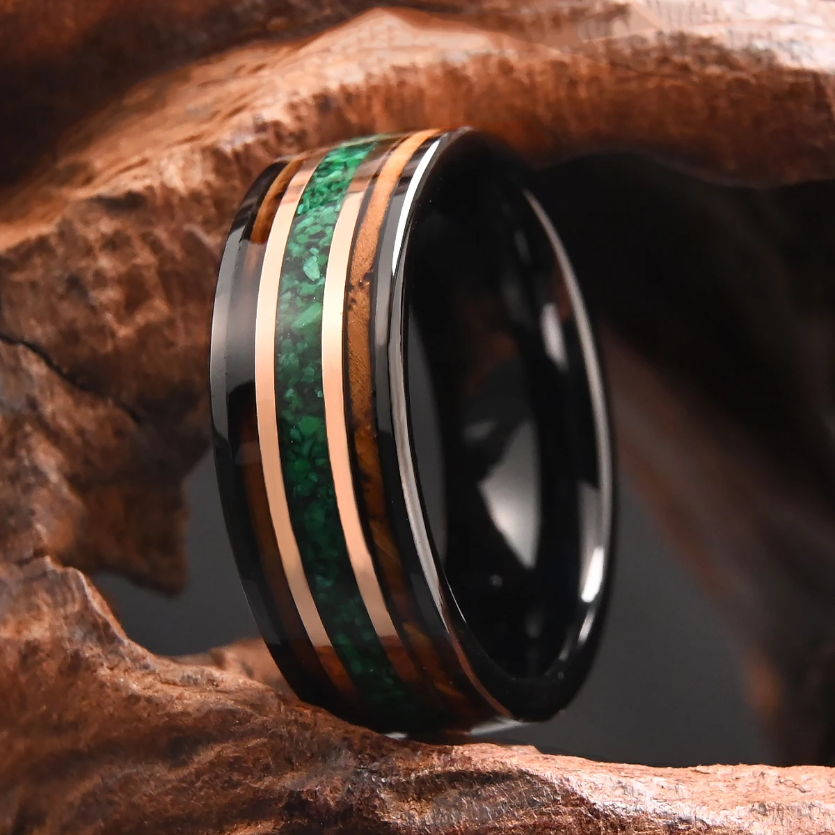 Designer-Wolframring, Herrenringe, Vintage-Schmuck, Hochzeitsringe, Herrenaccessoires, Verlobungsring, Geschenke für Paare – Detail 5