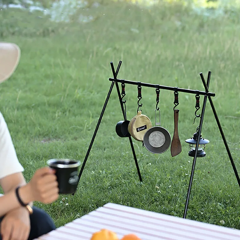 

2026Shine Trip Outdoor Camping Portable Triangle Foldable Hook Storage Rack Camping Barbecue Tool Storage Rack