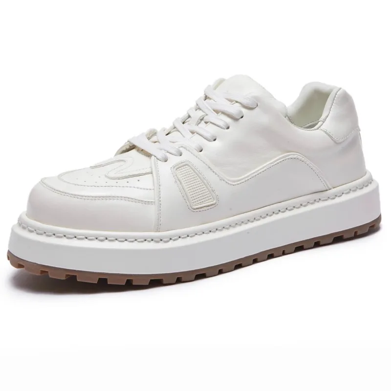 

New High-end Luxury Genuine Leather Casual Shoes Men Breathable Lace Up Outdoor Sport Shoes Male Sneakers Youth Hiking Shoes