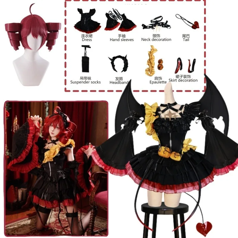 

НОВЫЙ Касане Тето Демон Косплей Костюм Маленький Дьявол Сексуальное Платье Крылья Парик Костюм Женщины Ролевые Игры Хэллоуин Карнавальные Вечерние Наряды
