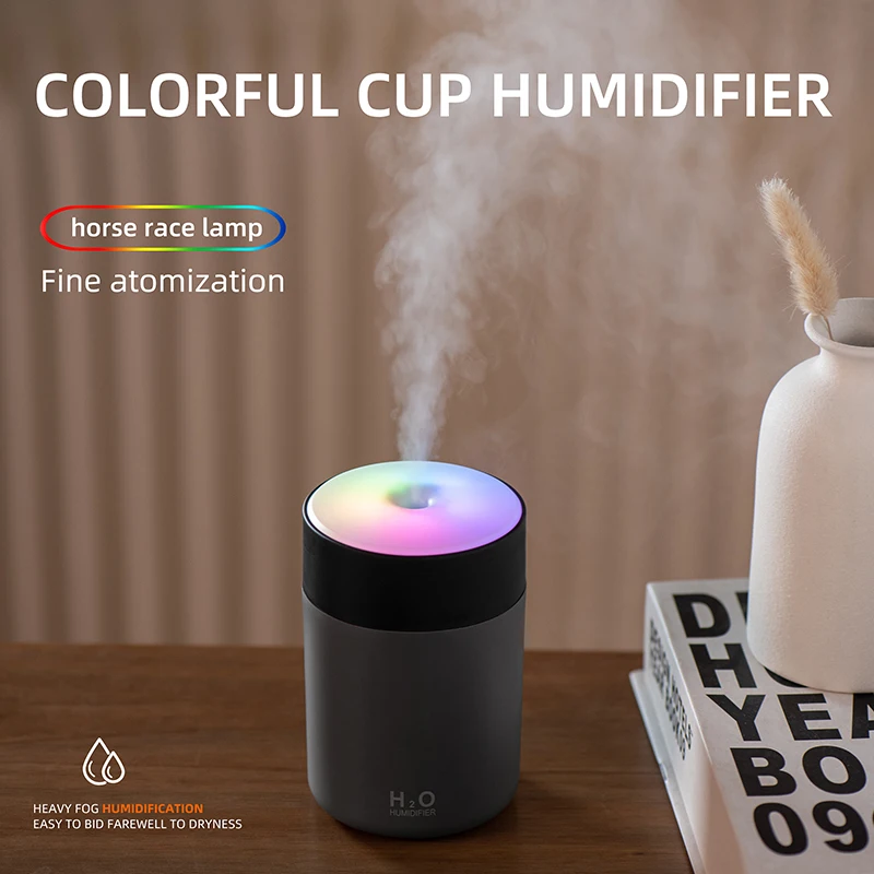 Umidificador de ar Mute H2O, Mini USB, Difusor Aroma, Névoa Fria, Copo Colorido, Quarto, Casa, Carro, Purificador, 300ml