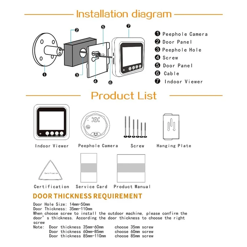 【Exclusivo!】 Câmera de segurança inteligente com visor de porta e campainha, tela LCD de 2,4 polegadas, câmera de vigilância digital para porta