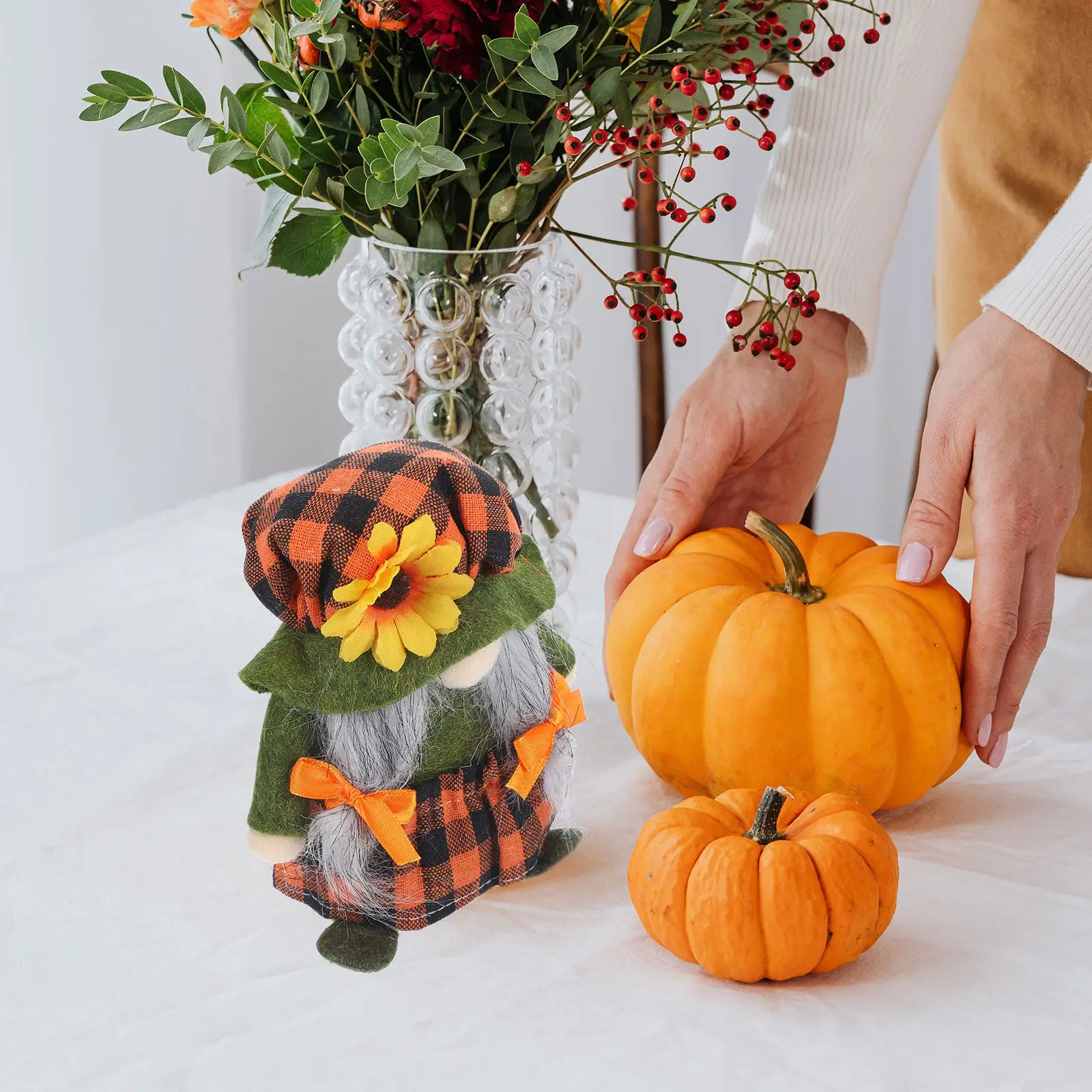 

1Pcs Harvest Festival Sunflower Gnome Ornament Creative Cotton Cloth Soft Decoration for Home Office Party Gift