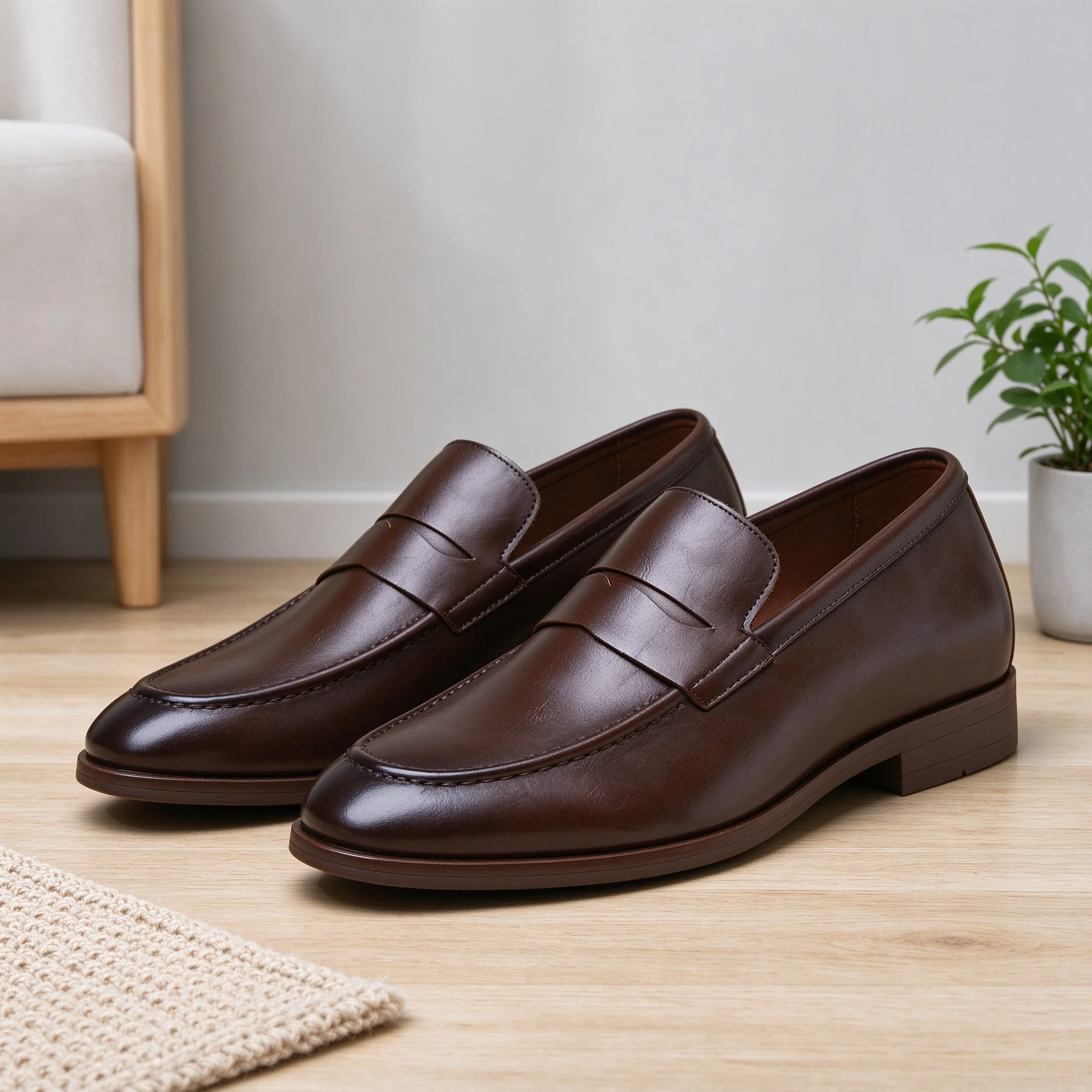 Desai Men's Loafers Faux Leather Penny Slip On Casual Shoes Comfortable Lightweight Moccasins Office Walking Autumn