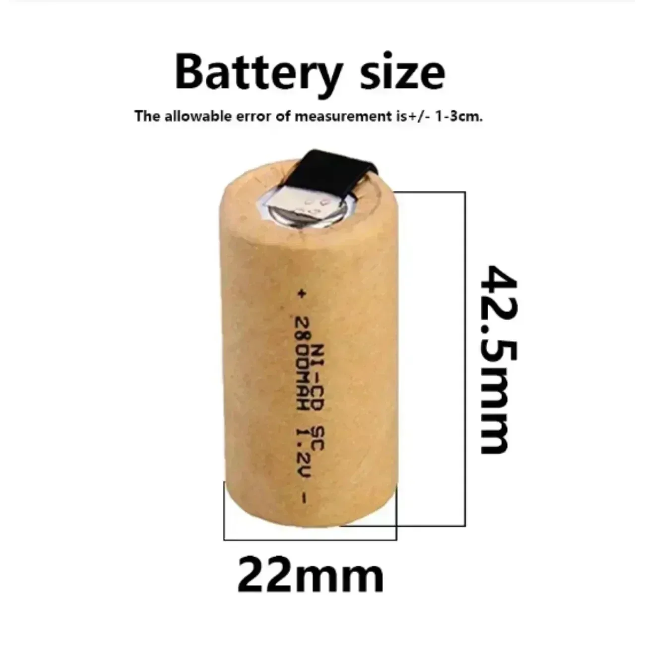 1.2V Battery SC Rechargeable Battery 1.2V 2800mAh Sub C NI-CD Cell With Welding Tabs for Electric Drill Screwdriver DIY BATTERI